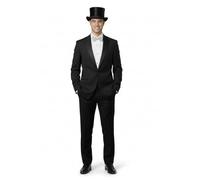 labreeze Adult Black Velour Top Hat with Silver Sequin Bow, Victorian Dickens Caroler Costume Accessory for Christmas Parties and Theatre