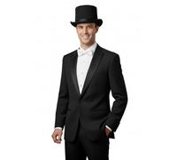 labreeze Adult Black Velour Top Hat with White Bow, Victorian Style Costume Accessory for Christmas Carolers, Magicians, Performers, Fancy Dress