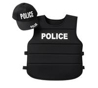 labreeze Adult Police Costume Set - Black Police Vest & Matching Baseball Cap Hat for Fancy Dress, Halloween, Role Play, Stag Nights, Themed Parties & Law Enforcement Uniform Costumes