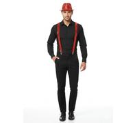 labreeze Adult Red Sequin Gangster Hat with Matching Braces - Christmas Fancy Dress Costume Accessory Set for Holiday Parties, Office Christmas, Festive Disco, and New Year Events