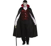 labreeze Adults Deluxe Vampire Fancy Dress Costume (One Size) - Halloween Outfit with Trousers, Waistcoat, Shirt & Cape - Gothic Dracula Costume for Men & Women
