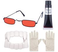 labreeze Adults Dracula Shades Fake Blood Tube Fanged Teeth Halloween Vampire Party Set