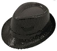 labreeze Adults Sequin Gangster Hat Elegant Shiny Fedora Trilby Dance Theatre Party Fancy Dress Cap (Black)