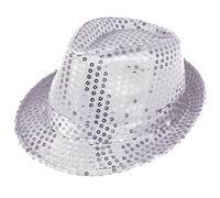 labreeze Adults Sequin Gangster Hat Elegant Shiny Fedora Trilby Dance Theatre Party Fancy Dress Cap (Silver)