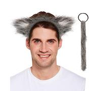 labreeze Adults Wolf Ears & Tail Set 2 Pcs Grey Fluffy Funky Animal Fancy Dress Costume Accessory