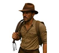 labreeze Adventure Explorer Brown Hat and Leather Whip Set, Adult Unisex Costume Accessory Kit for Fancy Dress