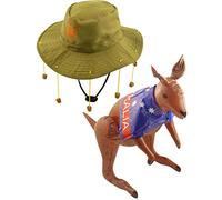 labreeze Australian Hat W/10 Strung Corks Inflatable Kangaroo Aussie Day Party Fancy Dress Set