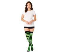 labreeze Black and Green Stripe Over the Knee Socks - Women’s OTK Long Striped Thigh High Socks for Costumes, Cosplay, Halloween, Fancy Dress