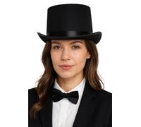 labreeze Black Felt Top Hat for Women - Victorian Fancy Dress Costume Accessory - Elegant Gothic, Steampunk, Theatre & Historical Style Hat for Ladies
