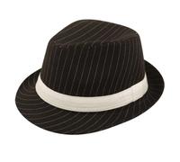 labreeze Black Gangster Hat with White Band (Adult) - 1920s Mafia & Gatsby Fancy Dress Hat