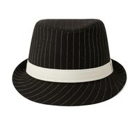 labreeze Black Gangster Hat with White Band for Womens - Vintage 1920s Al Capone Style, Fancy Dress Accessory, Retro Costume, Adult Party Headwear