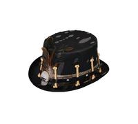 labreeze Black Voodoo Style Top Hat Decorated with Bones Skull Halloween Scary Ghost Fancy Dress Costume Accessory