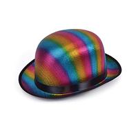 labreeze Bowler Rainbow Satin Hat with Black Band LGBT Fancy Dress Party Costume Accessory