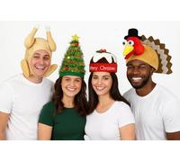 labreeze Christmas Party Hat Set, Festive Holiday Costume Hats, Turkey, Christmas Tree, Pudding, and Roast Turkey Designs, Pack of 4
