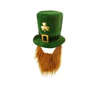 labreeze Deluxe Velvet Shamrock Top Hat with Beard Adults Novelty St Patrick’s Day Irish Party Fancy Dress
