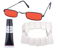 labreeze Dracula Shades Fake Blood Tube Fanged Teeth Short Gloves Halloween Vampire Set