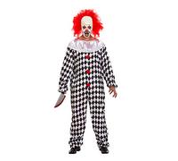 labreeze Evil Scary Clown Costume Adults Black White Halloween Horror Circus Evil Clown Fancy Dress Costume