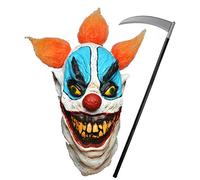 labreeze Fat Faced Evil Clown Mask Grim Reaper Scythe 95 Cm Halloween Horror Party Set