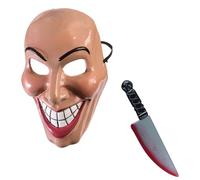 labreeze Female Evil Grin Purge Mask Blooded Plastic Knife Prop 38 Cm Halloween Horror Scary Purge Fancy Dress Set