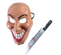 labreeze Female Evil Grin Purge Mask Fake Blooded Plastic Kitchen Knife 50 Cm Halloween Horror Scary Purge Fancy Dress Set