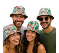labreeze Flamingo Print Bucket Hat - Pack of 4 Lightweight Foldable Summer Accessories for Groups - Ideal for Beach Parties, Festivals, Holidays, Travel & Outdoor Fun for Adults