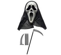 labreeze Ghost Killer Mask Hooded Scream Mask Plastic Scythe 110 Cm Prop Halloween Horror Grim Reaper Fancy Dress Set