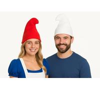 labreeze Gnome Hat Set for Adults - Red and White Pointed Hats for Couples - Soft Felt Fancy Dress Accessories for Men and Women - Ideal for Halloween, Festivals, and World Book Day