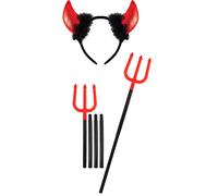 labreeze Ladies Devil Horns with Fur HeadbandDevil Fork 110 Cm Halloween H Scary Dress Up