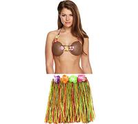 labreeze Ladies Girls 40 Cm Hula Grass Skirt Plastic Coconut Bra Hawaiian Beach Costume (Multi)