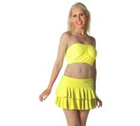 labreeze Ladies RARA Skirt Layered Frill Vibrant UV Neon Plain Dance Club Wear Party Casual Fancy Dress (Yellow, S/M)