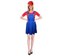 labreeze Ladies Super Mario Plumber Bro Fancy Dress Women 90s Fancy Dress Outfit (Large)