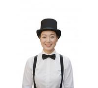 labreeze Lincoln Style Black Velour Top Hat Set with Bow Tie and Braces, Victorian Costume Accessories for Theatre, Fancy Dress, Cosplay, Halloween