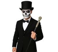 labreeze Men’s Black Lincoln Top Hat, Black Bow Tie & Gold Top Cane Set for Halloween - Adult Fancy Dress Accessories for Magician, Vampire, and Ringmaster Costumes