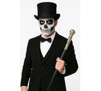 labreeze Men’s Black Top Hat, Black Bow Tie & Gold Topped Cane - Adult Fancy Dress Costume Accessories Set for Halloween, Magician, Cabaret, Cosplay, Stage & Themed Parties