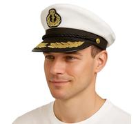 labreeze Men’s Navy Captain Hat - Adult Sailor Boat Ship Captain Fancy Dress Costume Accessory for Parties, Halloween, Role Play & Nautical Events
