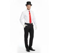 labreeze Men's Dickens Caroler Accessory Set, Victorian Christmas Costume Kit with Black Top Hat, Red Tie and White Gloves, 3-Piece Classic Caroler Outfit