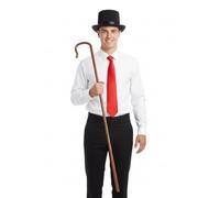 labreeze Men's Dickens Caroler Costume Kit, Victorian Christmas Caroler Accessories with Black Top Hat, Red Tie and Shepherd's Crook