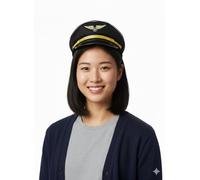 labreeze Pilot Hat for Adults, Black Aviation Captain Hat with Gold Trim, Aviator Costume Accessory for Fancy Dress, Cosplay, Themed Events
