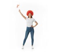 Labreeze Red Afro Wig with England St George's Cross Hand Flag, National Team Supporter Kit for International Sports Events, Unisex Adult, One Size