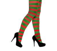 labreeze Red and Green Christmas Tights - Festive Holiday Legwear for Women & Girls - Fun Xmas Costume Accessory, Santa, Elf, and Holiday Party Outfit