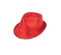 labreeze Red Sequin Gangster Hat for Adults - Sparkly Glitter Fedora Fancy Dress Accessory - Christmas Party Costume Hat for Men & Women - Festive Holiday Outfit Prop