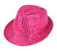 labreeze Sequin Cap Hat Gangster Hat Fedora Trilby Dance Party Fancy Dress Hat (Pink)