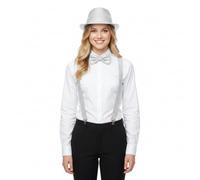 labreeze Silver New Year Party Accessory Set for Adults, Sequin Hat, Suspenders and Bow Tie, NYE Celebration Costume
