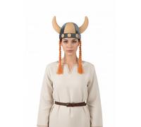 labreeze Soft Viking Helmet with Plaits for Adults, Norse Warrior Costume Accessory with Attached Braided Plaits