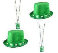 labreeze St. Patrick’s Day Couples Set - Matching Shamrock Hats & Shot Glass Necklaces