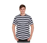 labreeze Striped Black/White Top (One Size) - Classic Adult Fancy Dress Costume Shirt for Burns Night, World Book Day, Mime, Prisoner, and Themed Parties