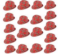 labreeze Tartan Trilby Hat 27cm (Adult) - Pack of 18 - Stylish Red Plaid Fancy Dress Hats for Burns Night, Weddings, Themed Parties, and Group Events