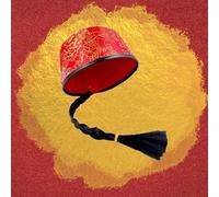 labreeze Traditional Chinese Red Mandarin Hat with Hair for Adults | Festive Chinese New Year Costume Accessory
