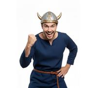 labreeze Viking Helmet with Horns, Small Size, Silver and Gold, Costume Accessory for Halloween, Cosplay, Fancy Dress Parties, Historical Re-enactments