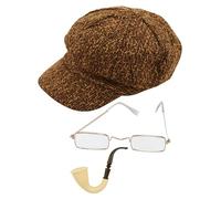 labreeze Vintage Style Flat Cap Hat for Adults | Classic Old Man Glasses & Pipe Design | 17cm Size